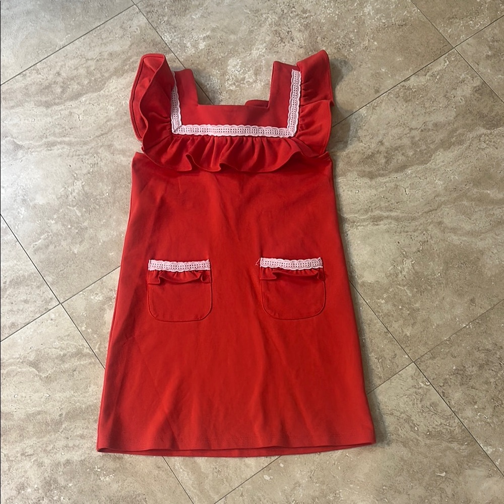 Janie and Jack Red Ruffle Pocket Dress